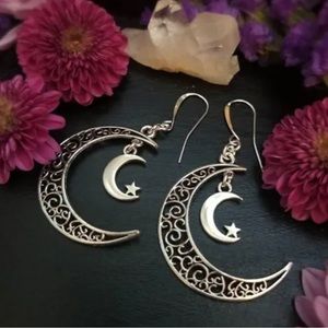 Fashion Sun Moon Star Drop Earrings Women  Silver Jewelry Gift